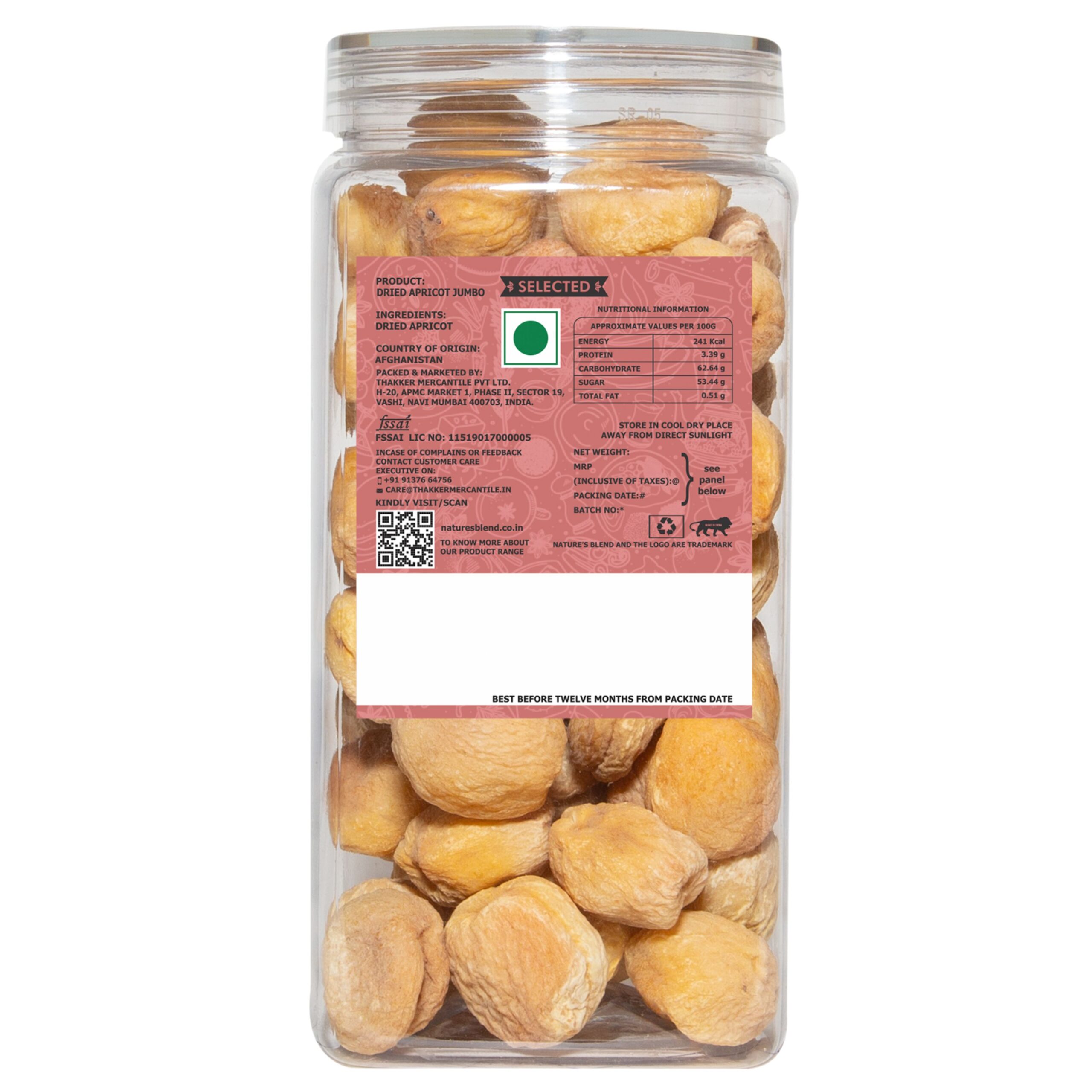 Nature’s Blend Dried Apricot Jumbo Selected 400g Jar