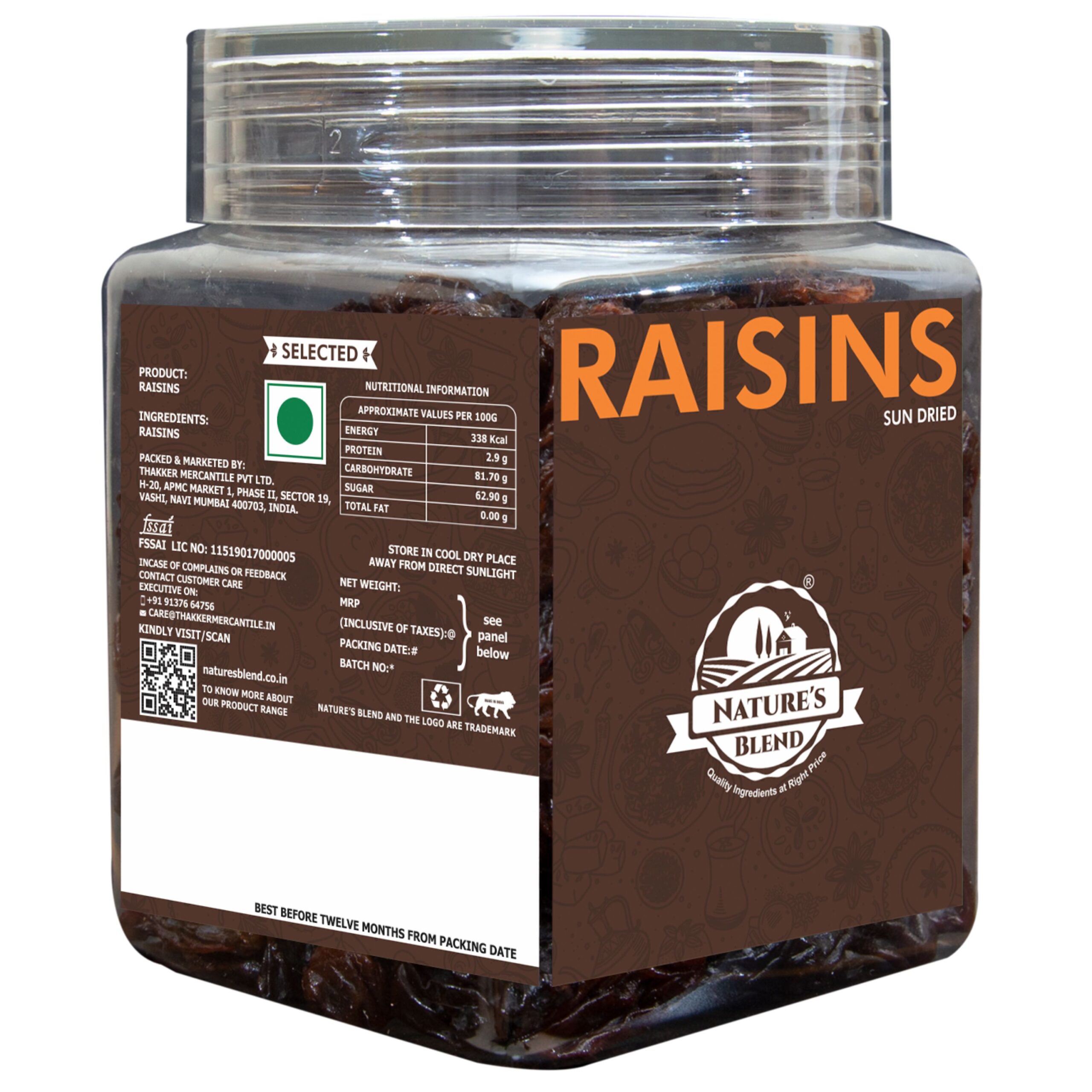 Nature’s Blend Sundried Raisins Selected 250g Jar