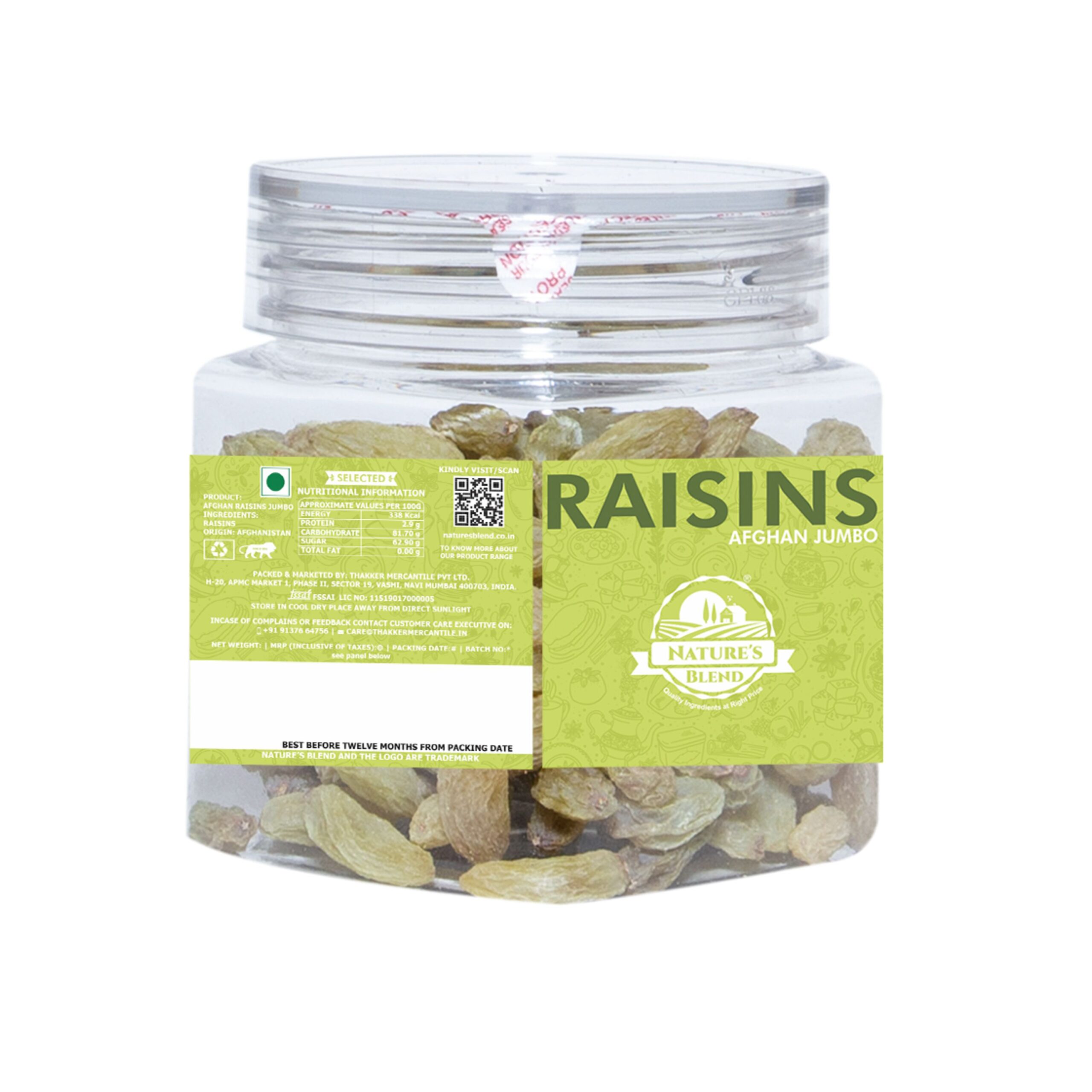 Nature’s Blend Afghan Raisins Jumbo Selected 100g Jar