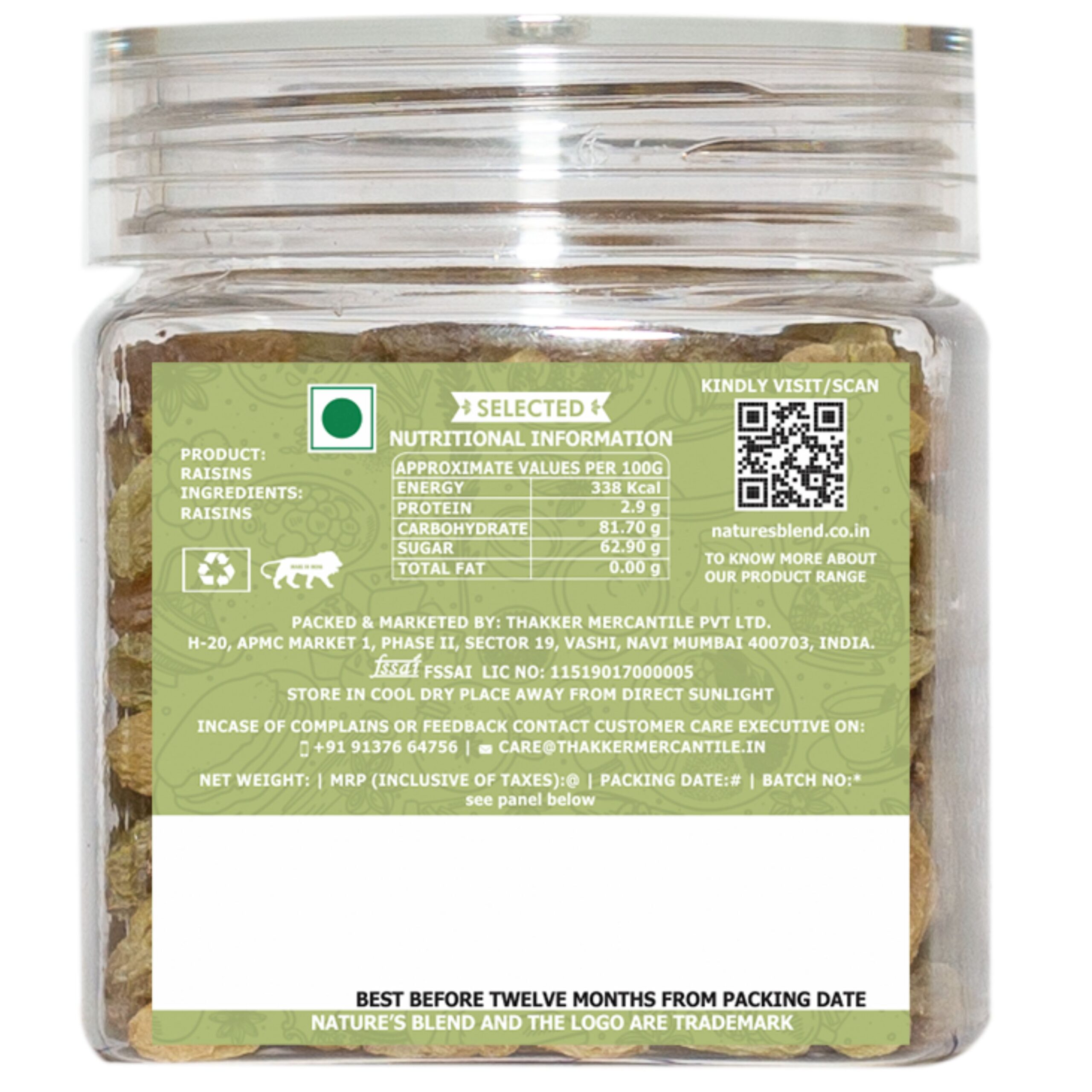 Nature’s Blend Afghan Raisins Selected 100g Jar