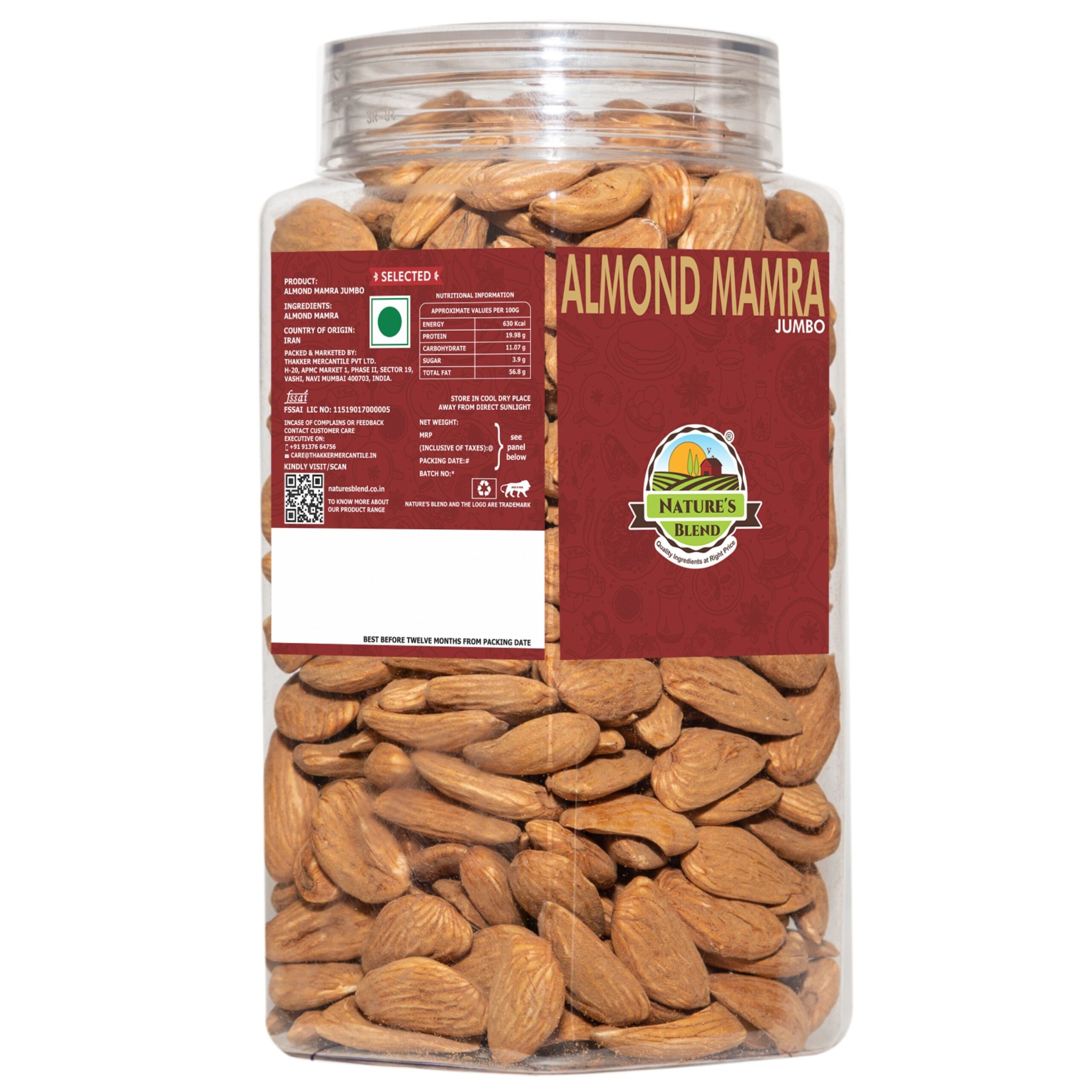 Nature’s Blend Almond Mamra Jumbo Selected 500 G Jar