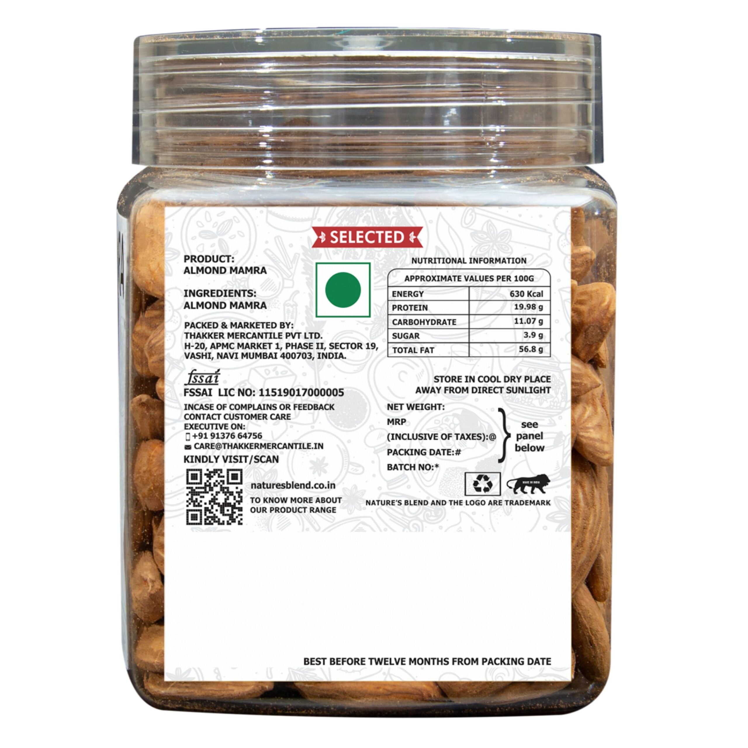 Nature’s Blend Almond Mamra Selected 250 G Jar