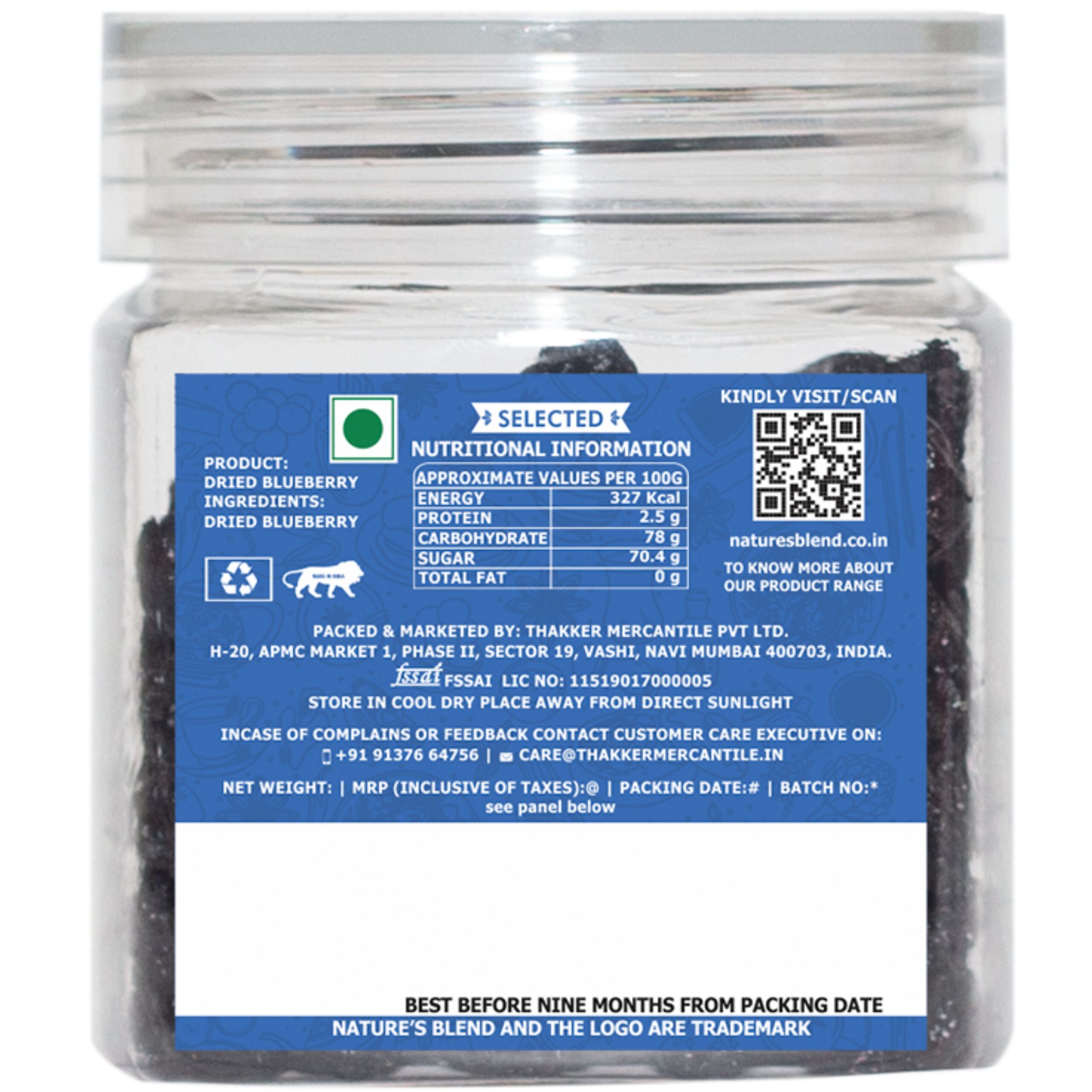 Nature’s Blend Blueberry Whole Selected 100g Jar