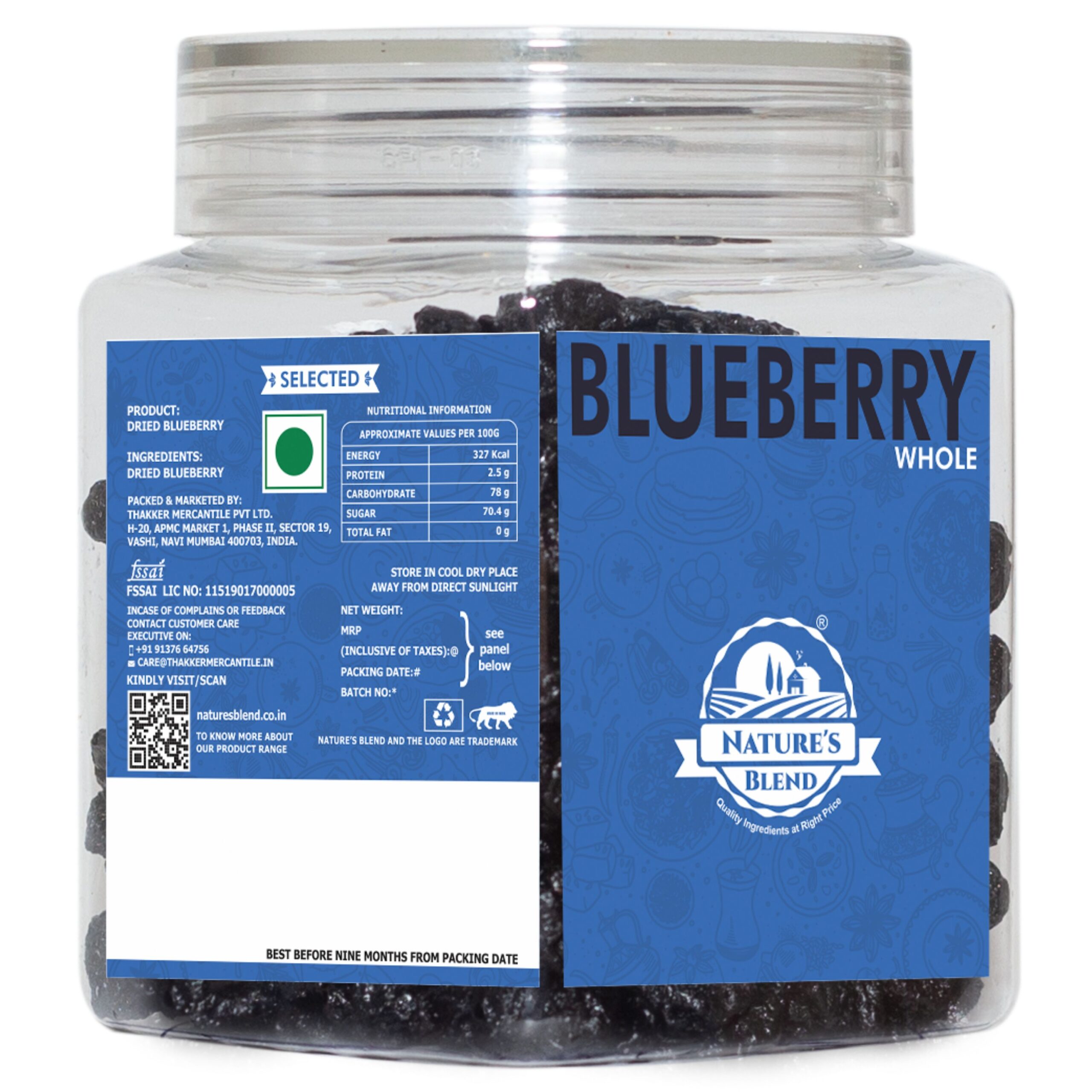 Nature’s Blend Blueberry Whole Selected 250g Jar