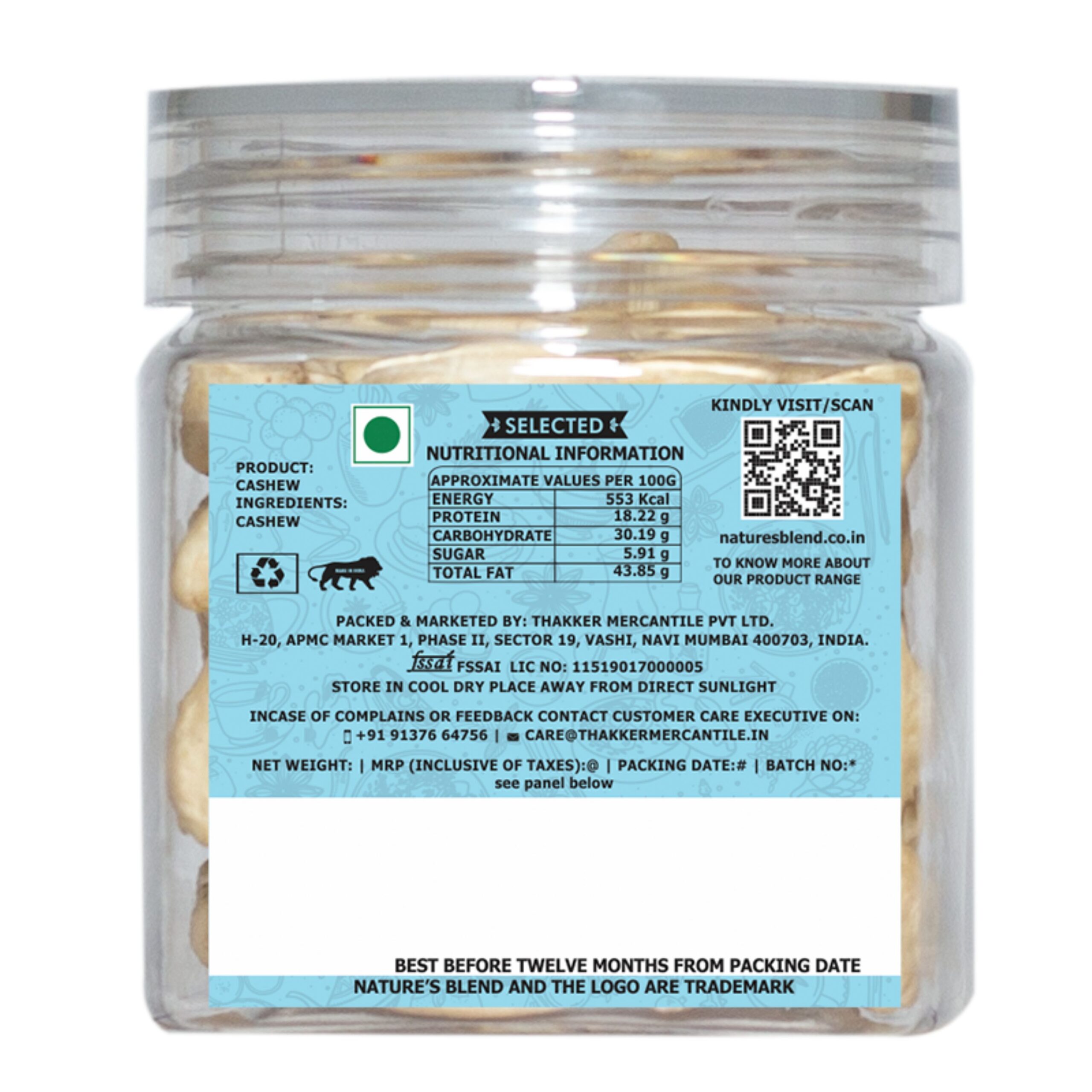 Nature’s Blend Cashew Jumbo Selected 100g Jar