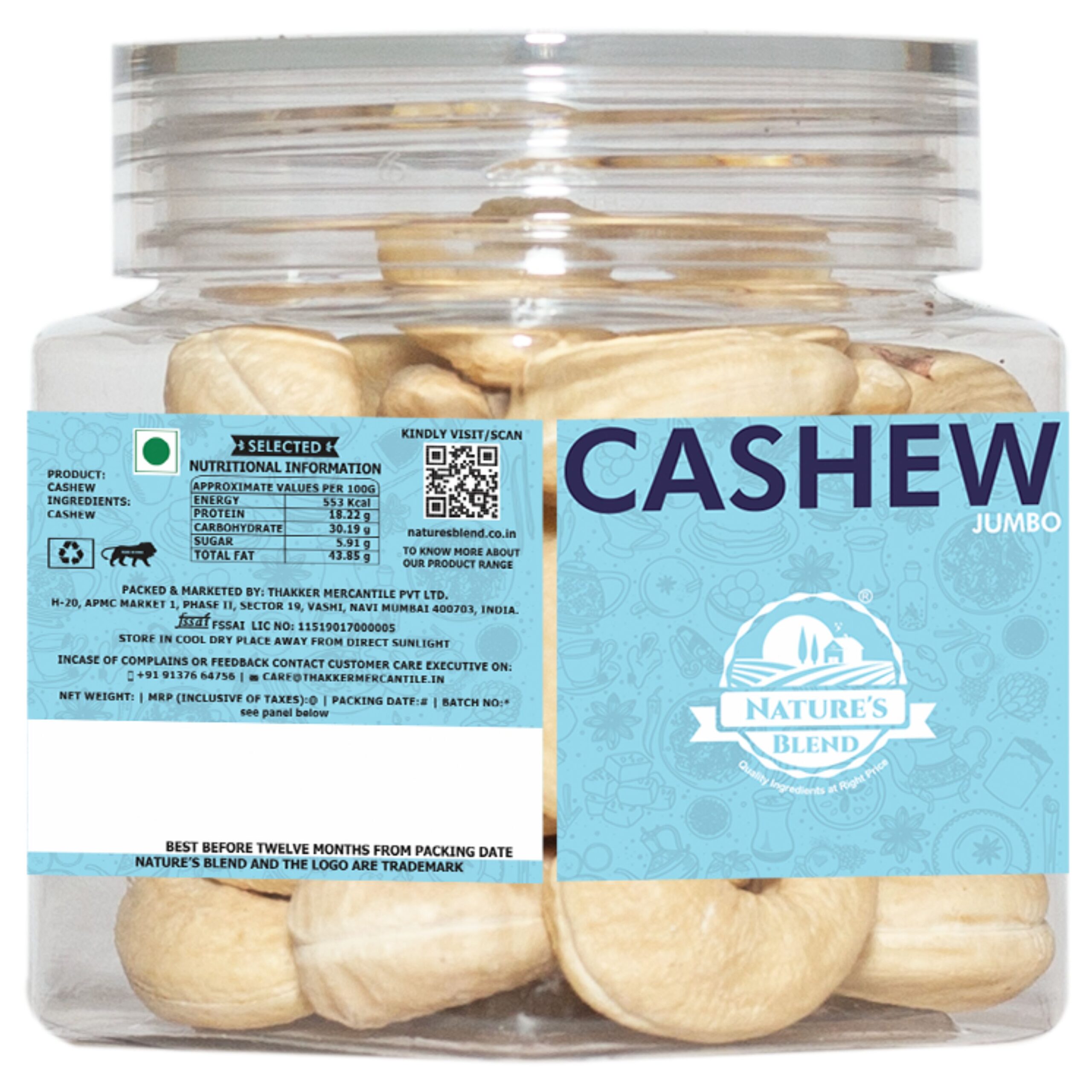 Nature’s Blend Cashew Jumbo Selected 100g Jar