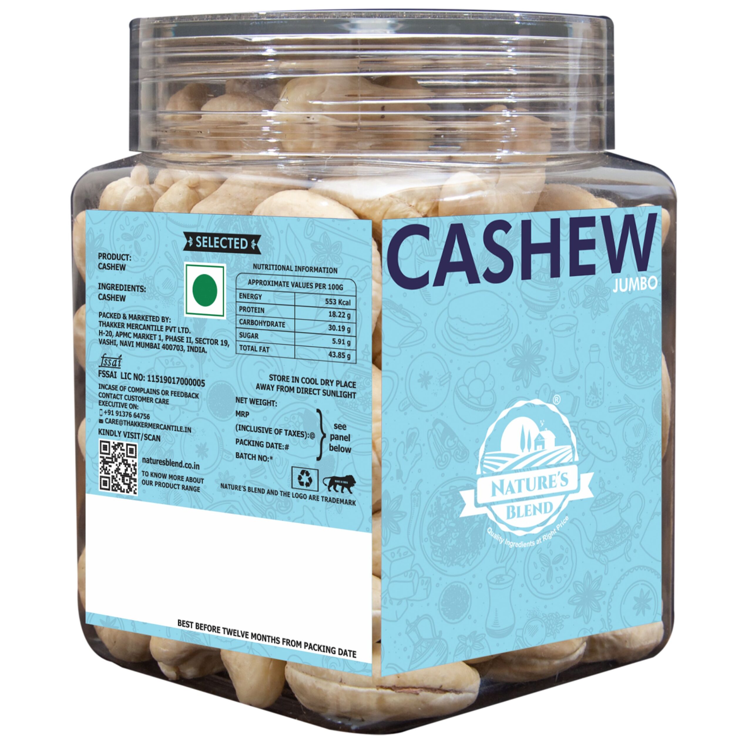 Nature’s Blend Cashew Jumbo Selected 250g Jar