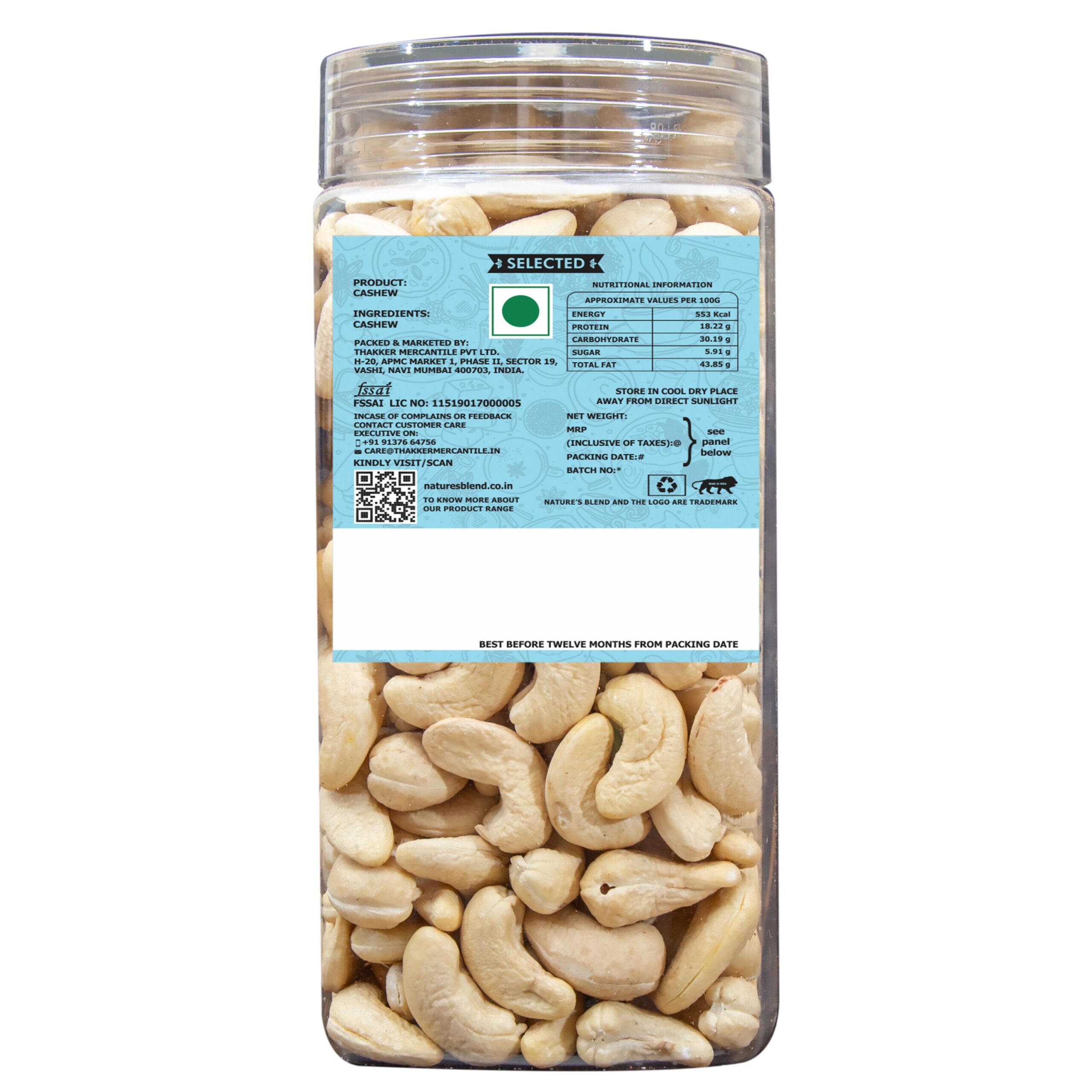 Nature’s Blend Cashew Jumbo Selected 400g Jar