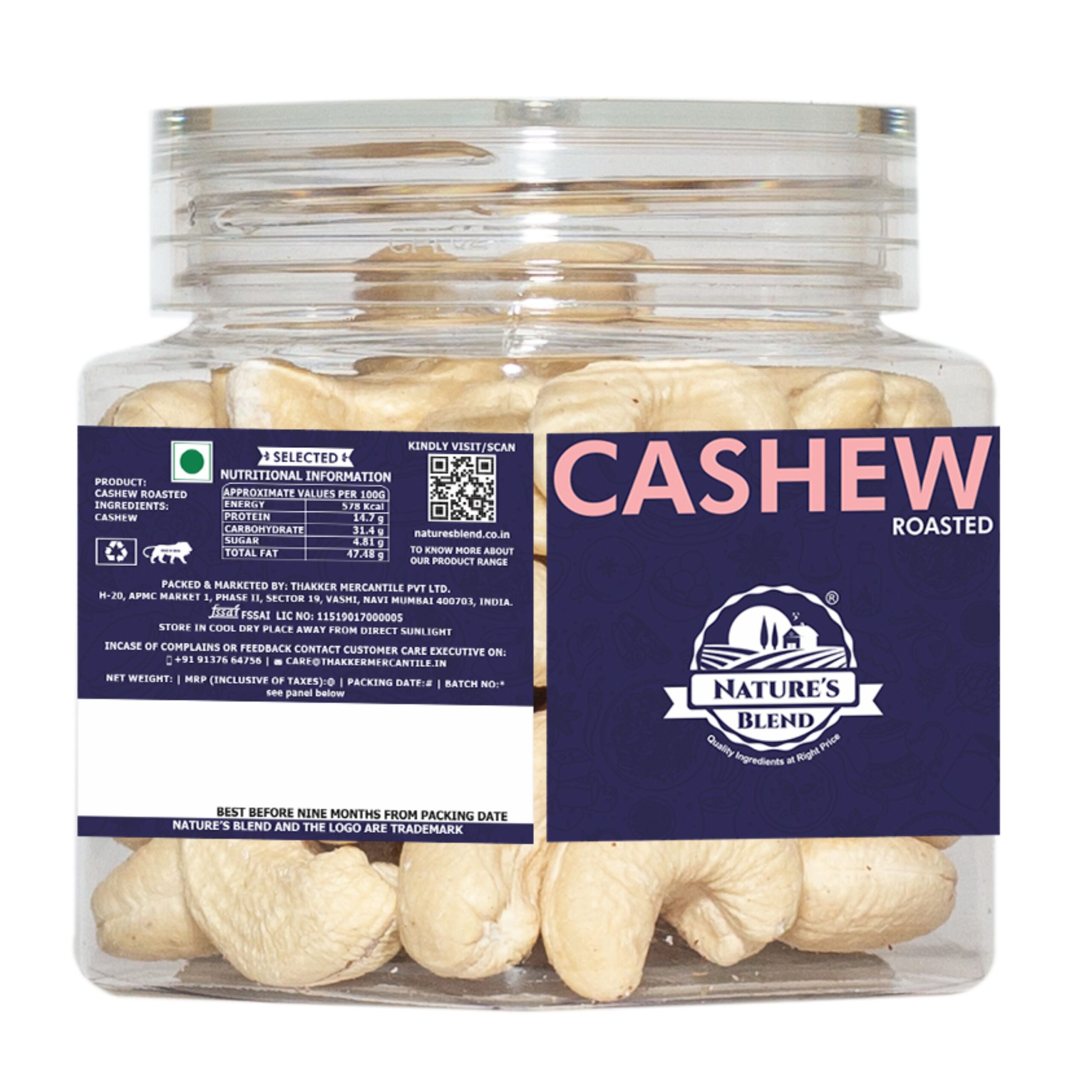 Nature’s Blend Cashew Roasted Selected 100g Jar