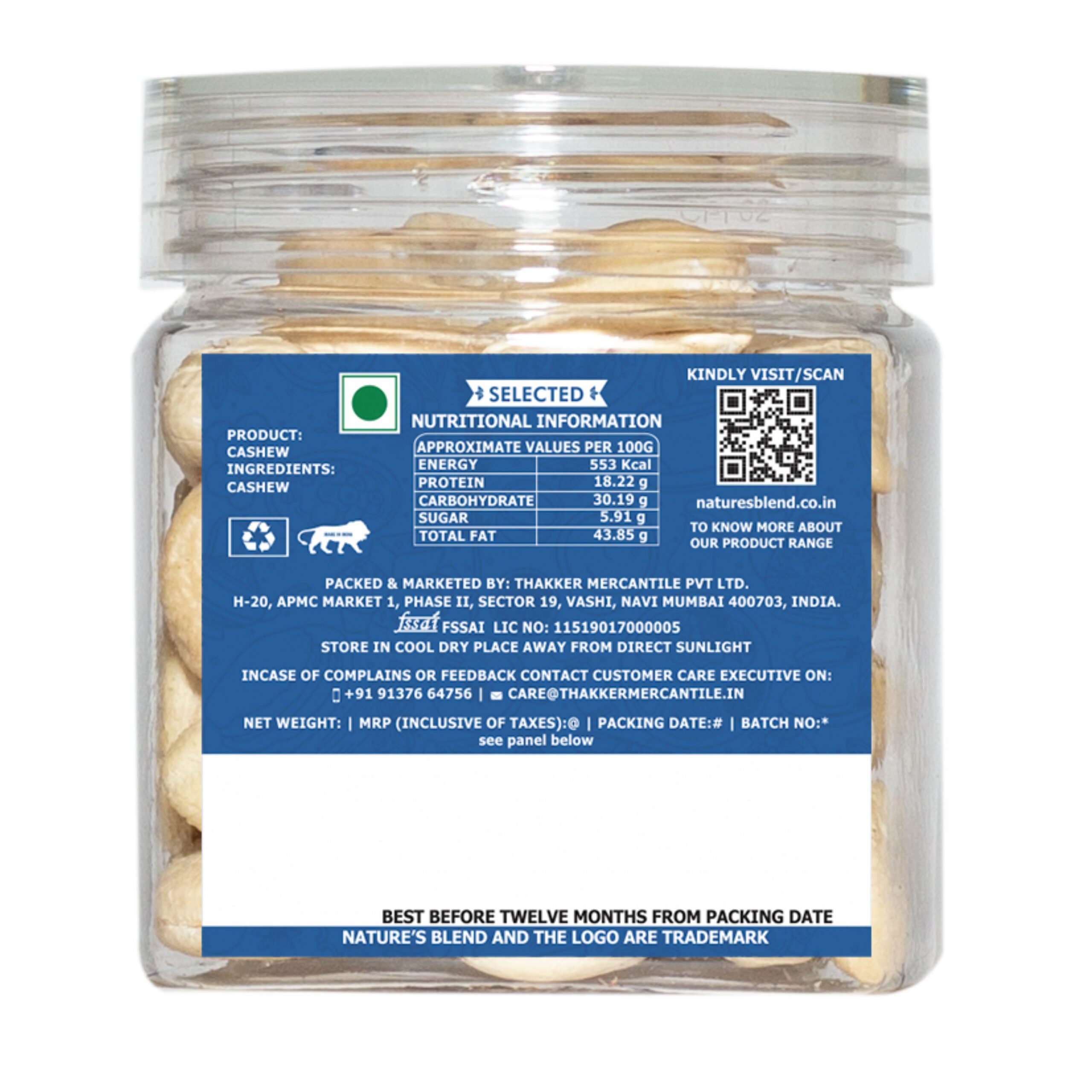 Nature’s Blend Cashew Selected 100g Jar