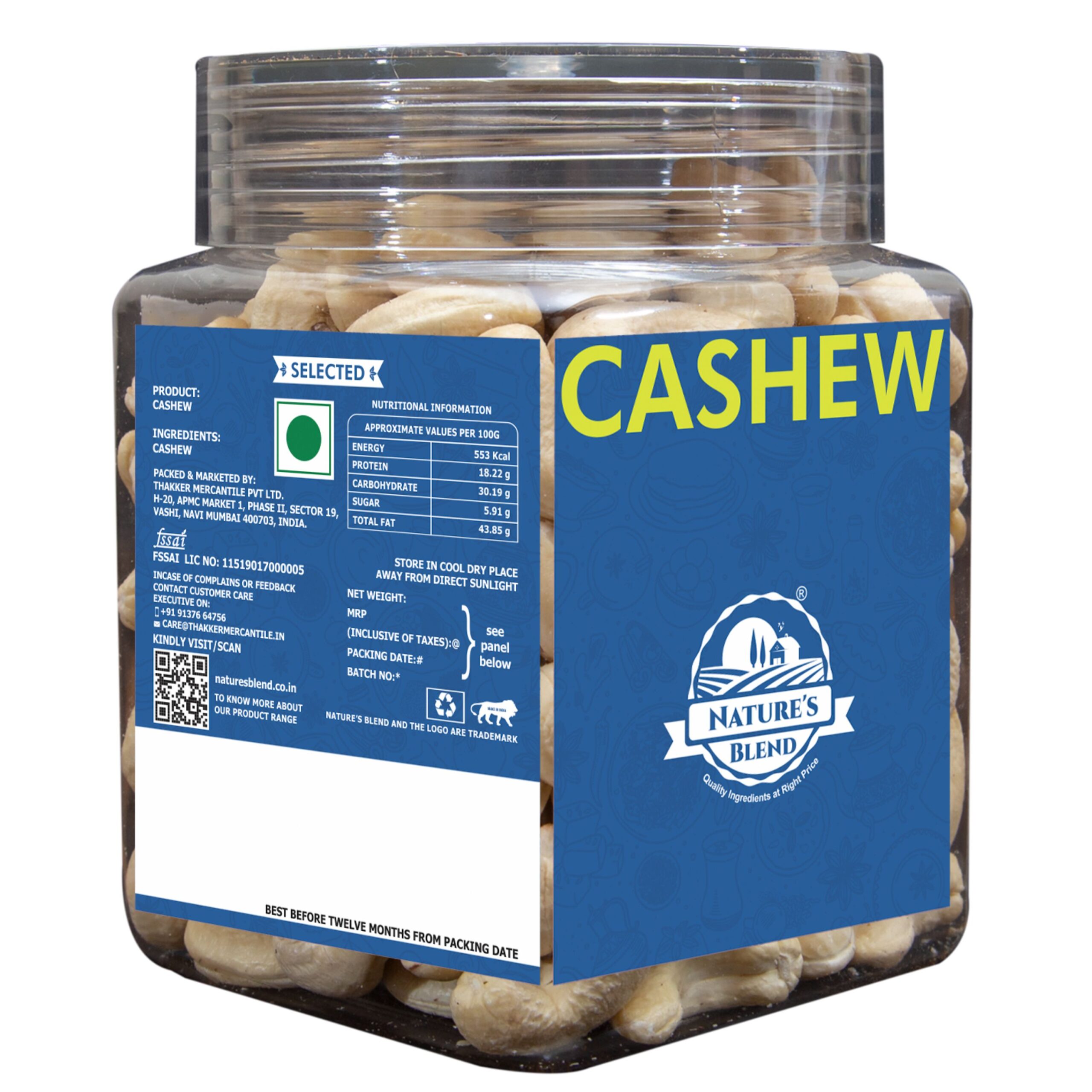 Nature’s Blend Cashew Selected 250g Jar