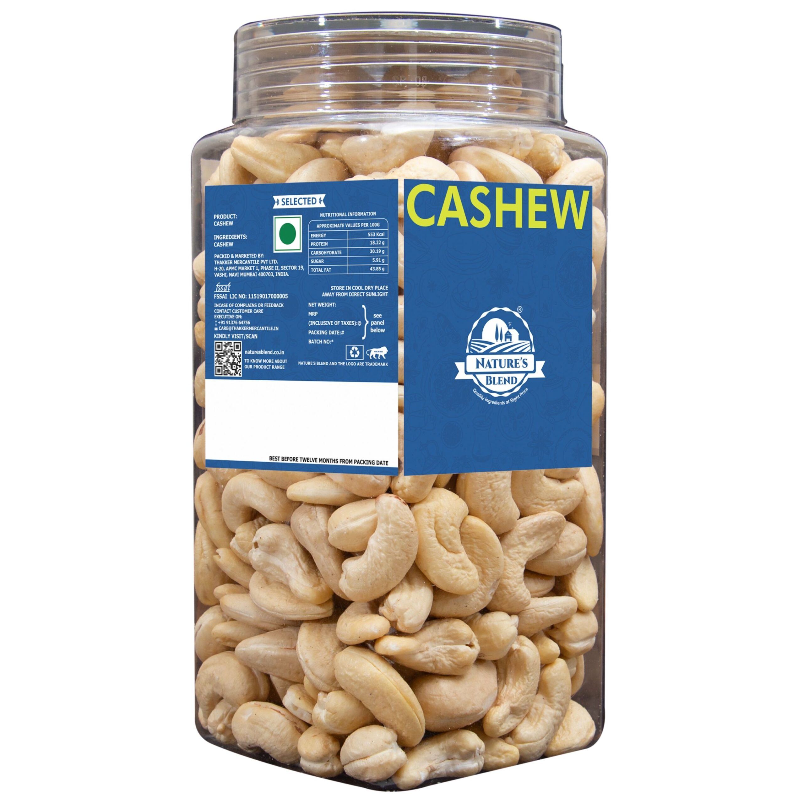 Nature’s Blend Cashew Selected 500g Jar