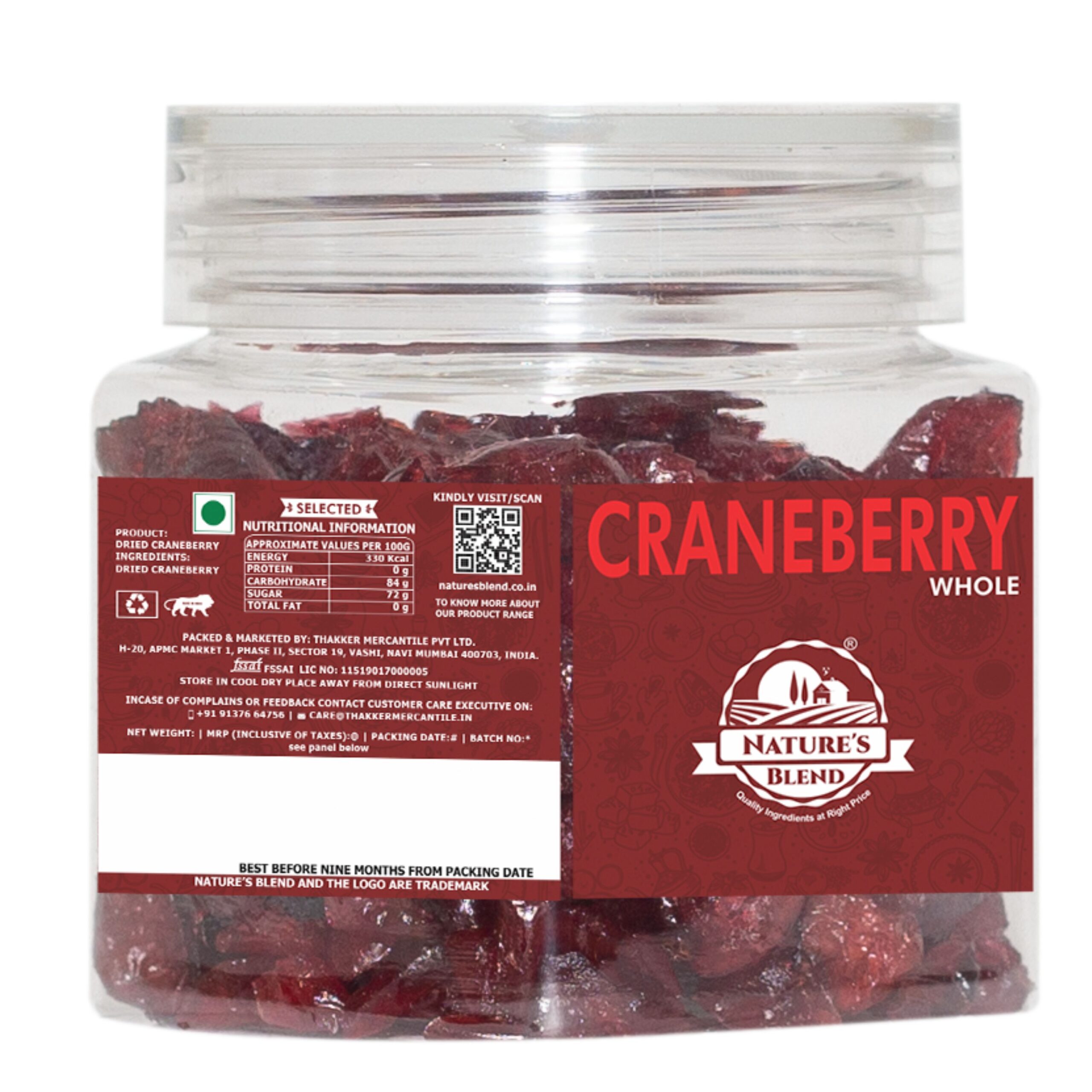 Nature’s Blend Cranberry Whole Selected 100g Jar