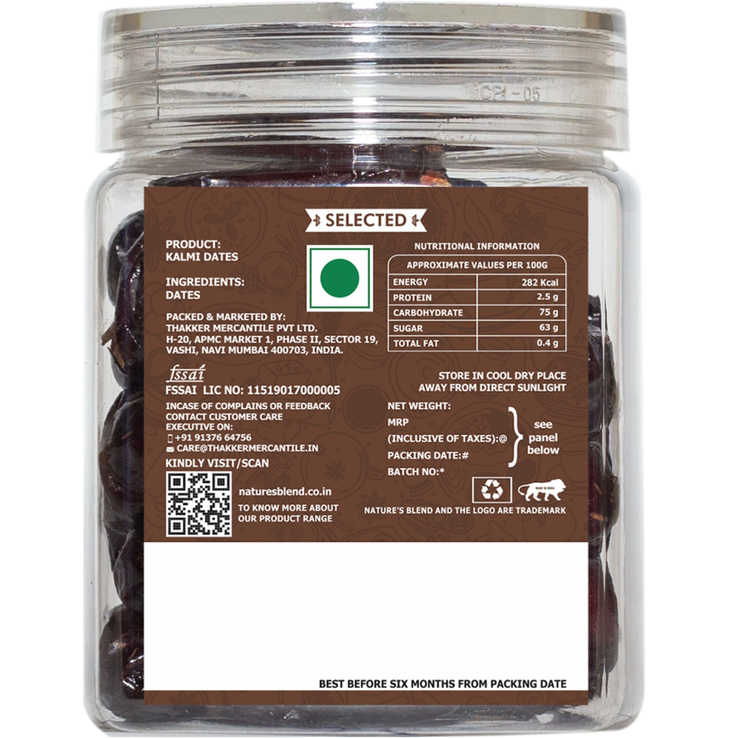 Nature’s Blend Dates Kalmi Selected 250g Jar
