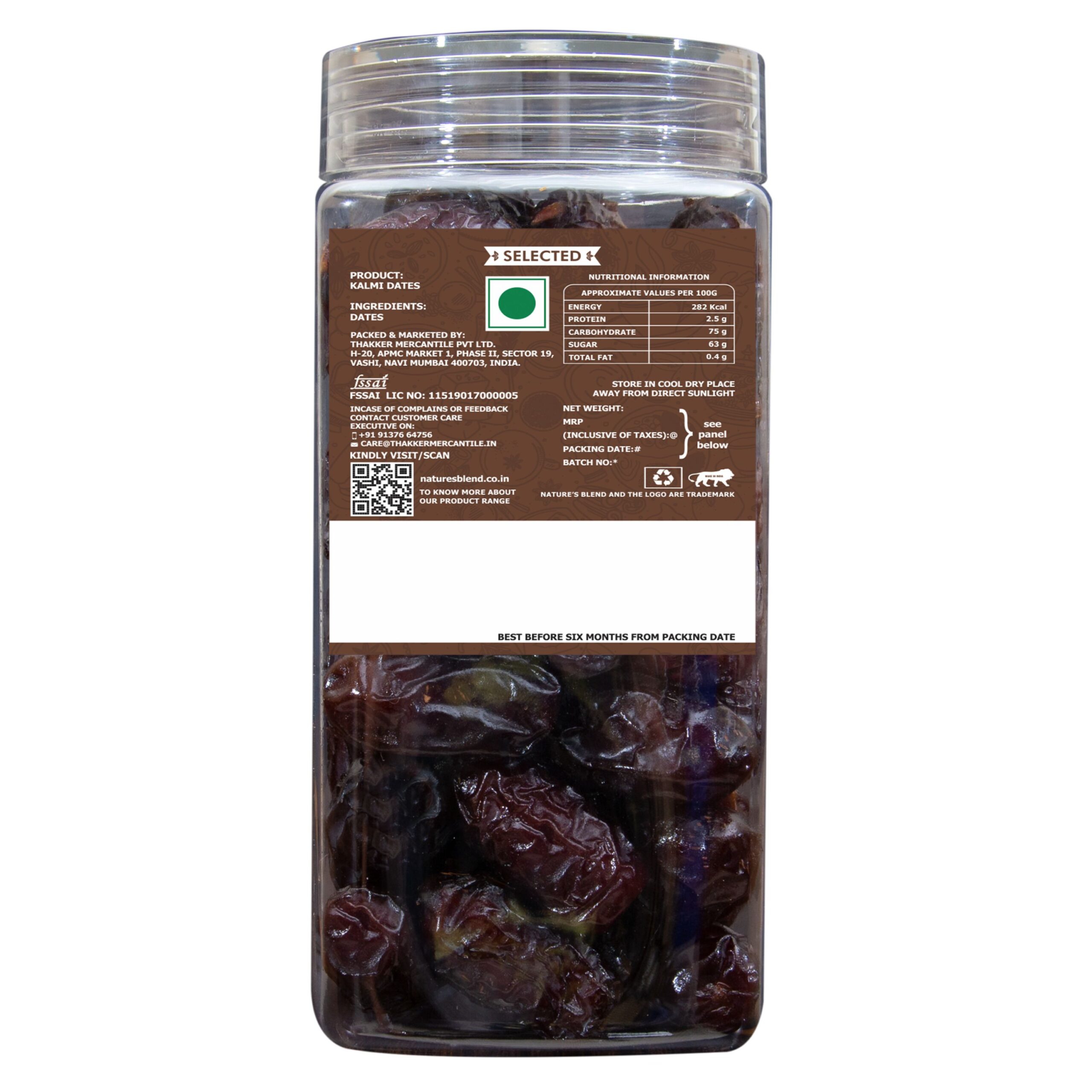 Nature’s Blend Dates Kalmi Selected 500g Jar