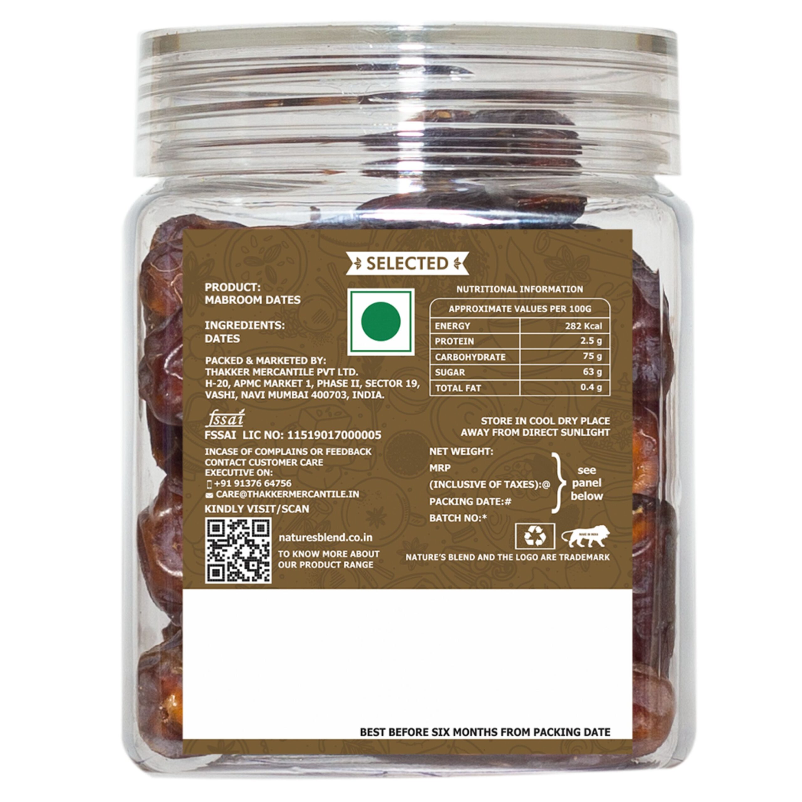 Nature’s Blend Dates Mabroom Selected 250g Jar
