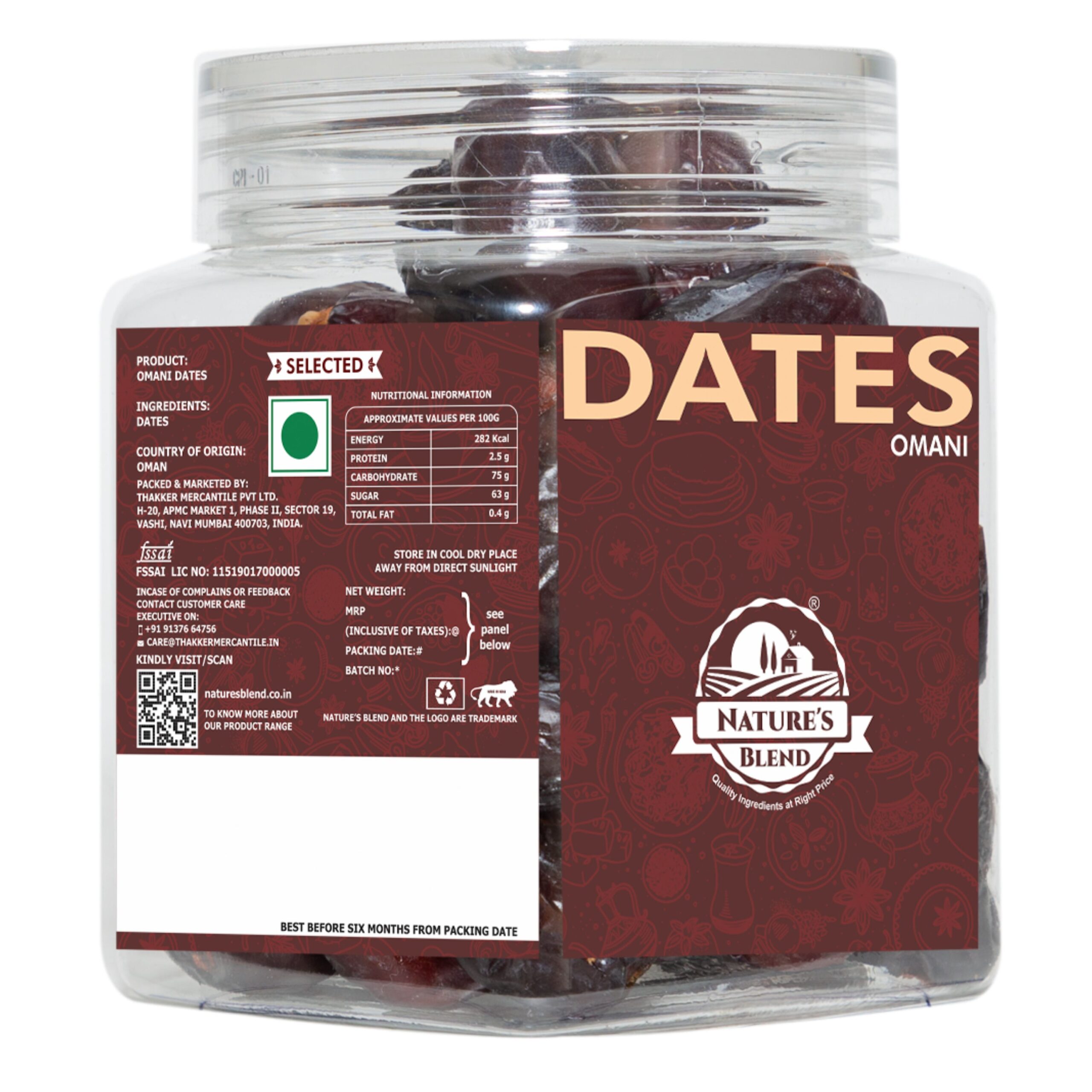 Nature’s Blend Dates Omani Selected 250g Jar