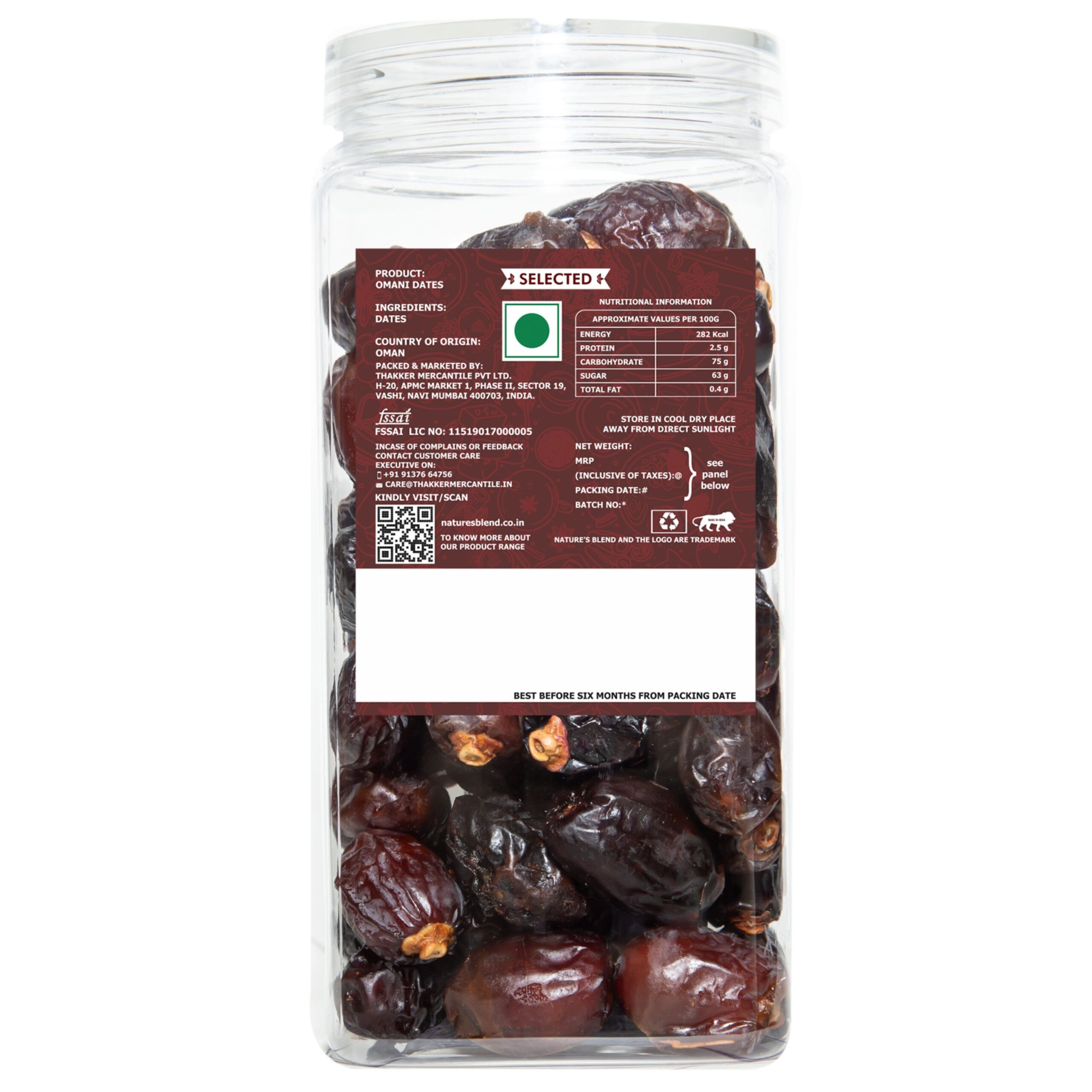 Nature’s Blend Dates Omani Selected 500g Jar
