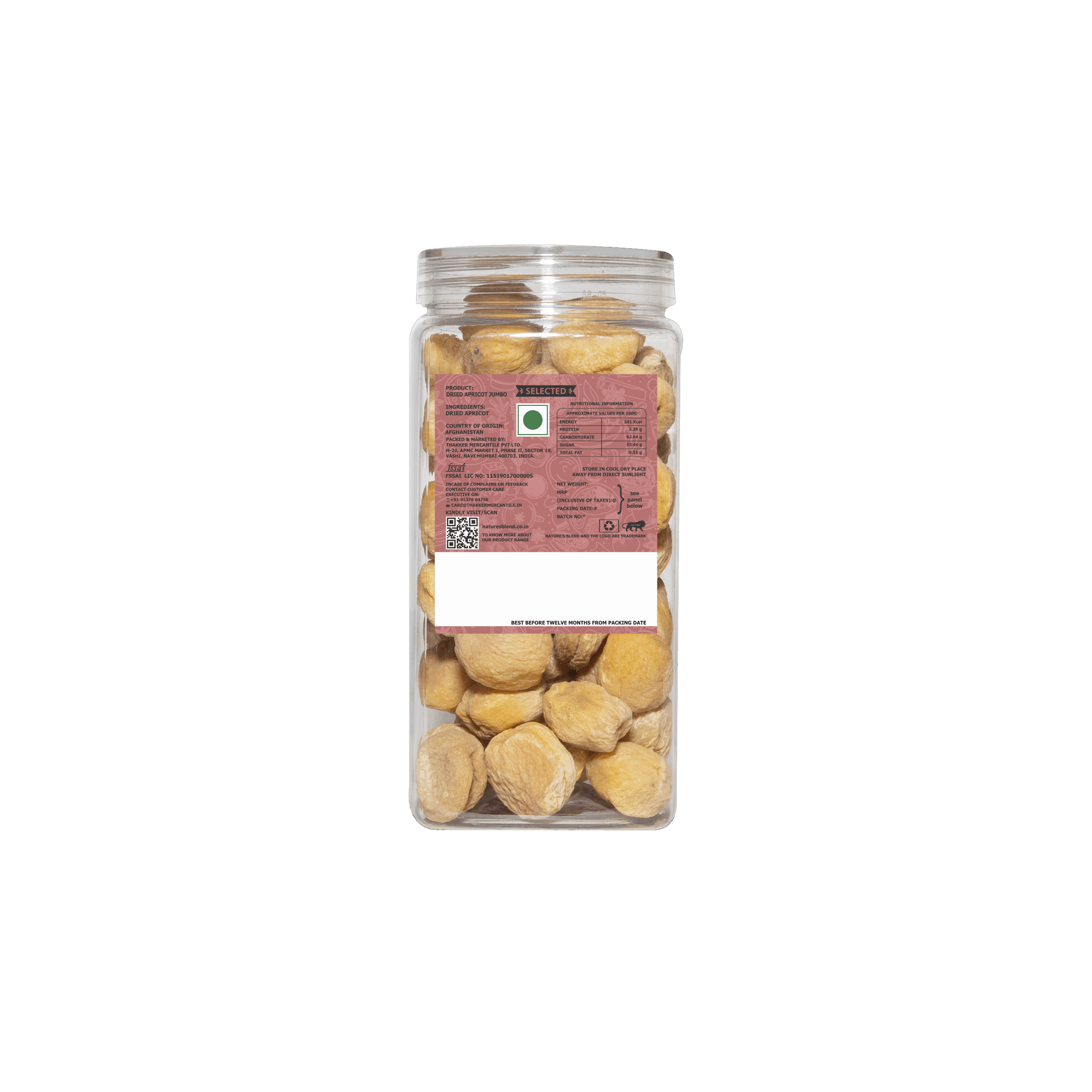 Nature’s Blend Dried Apricot Selected 400g Jar