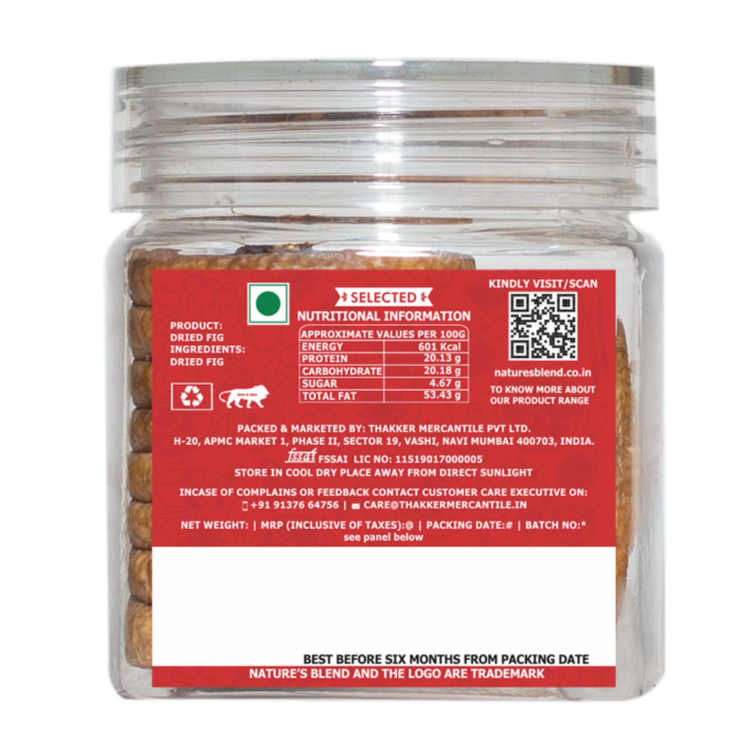 Nature’s Blend Dried Fig Selected 100g Jar