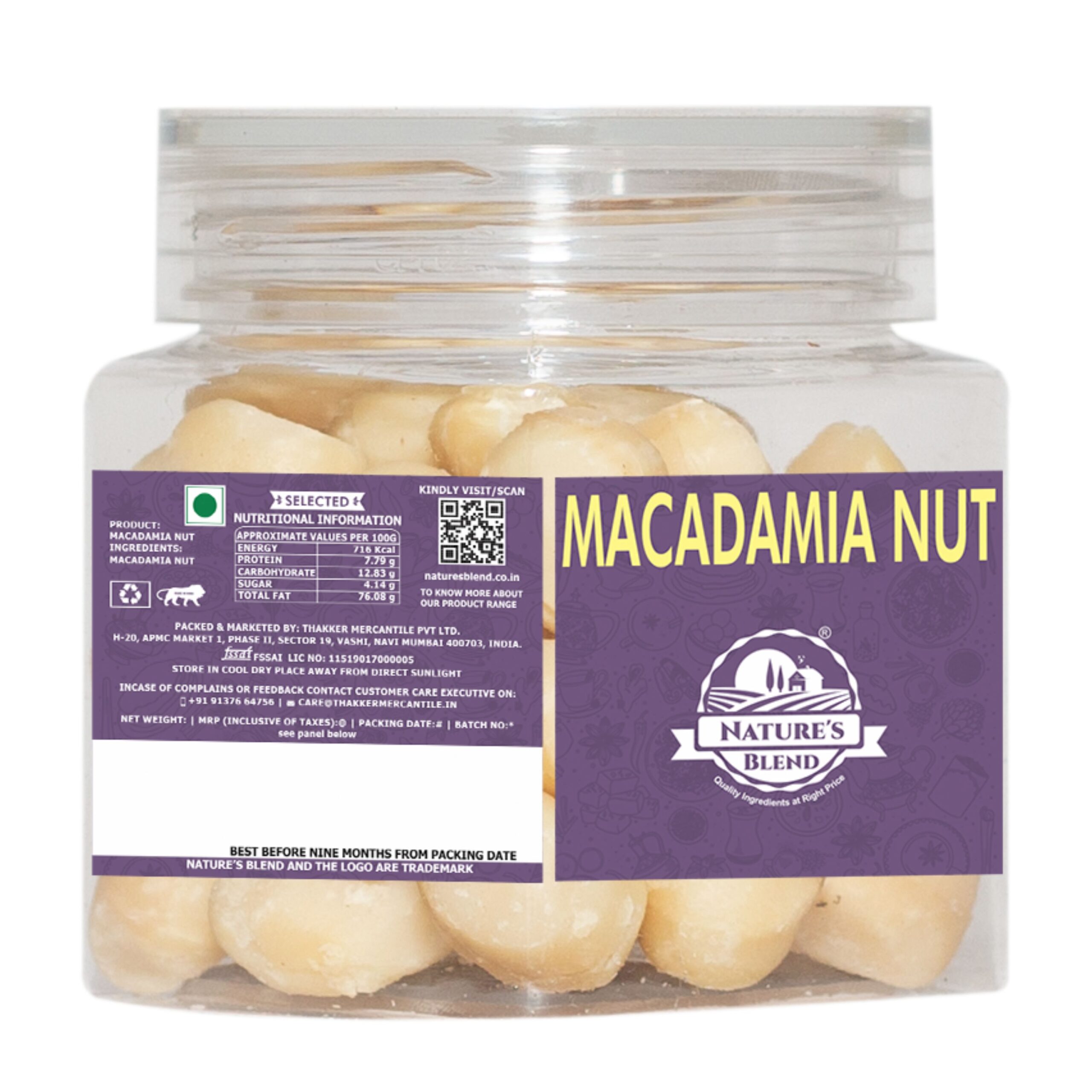 Nature’s Blend Macadamia Nut Selected 100g Jar