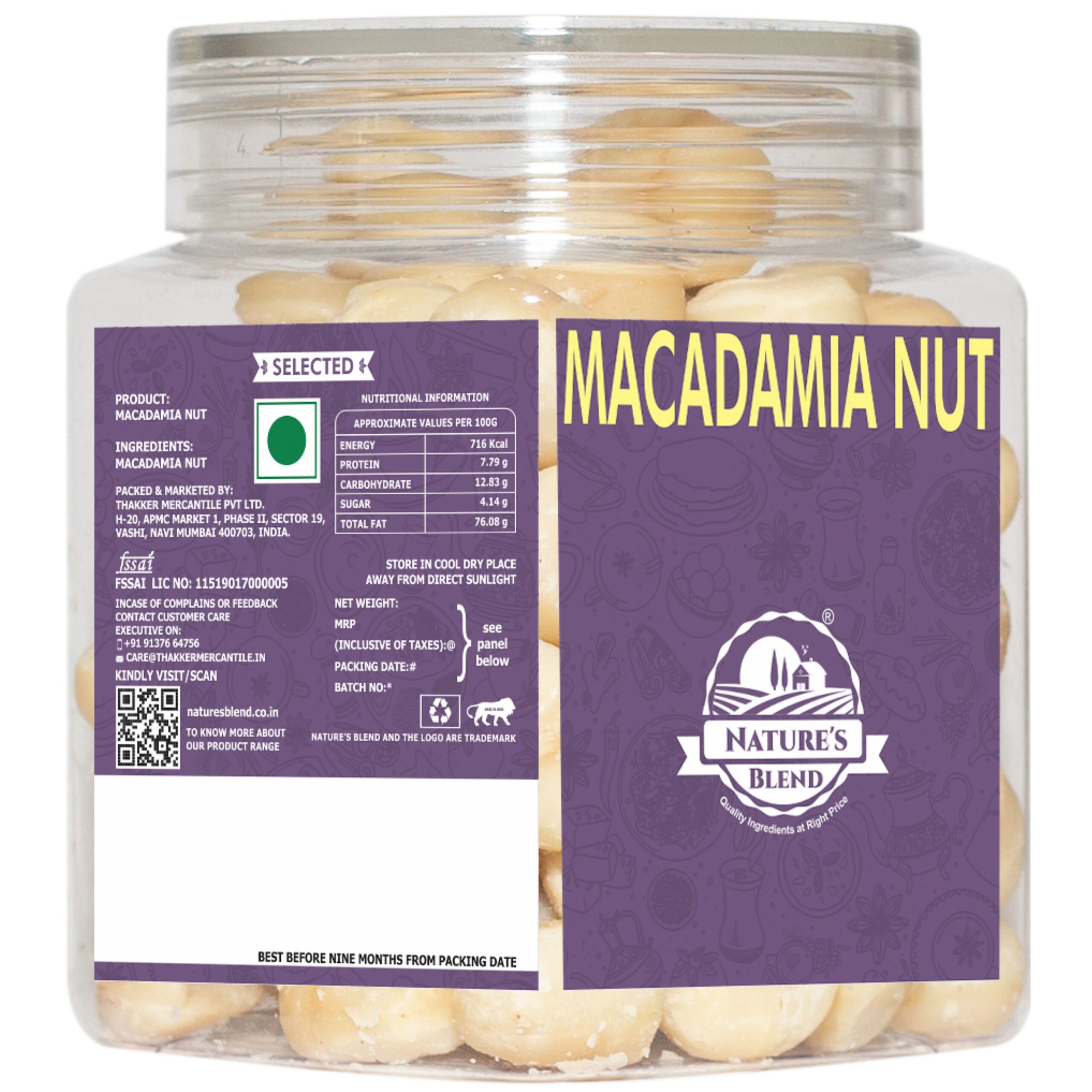 Nature’s Blend Macadamia Nut Selected 250g Jar
