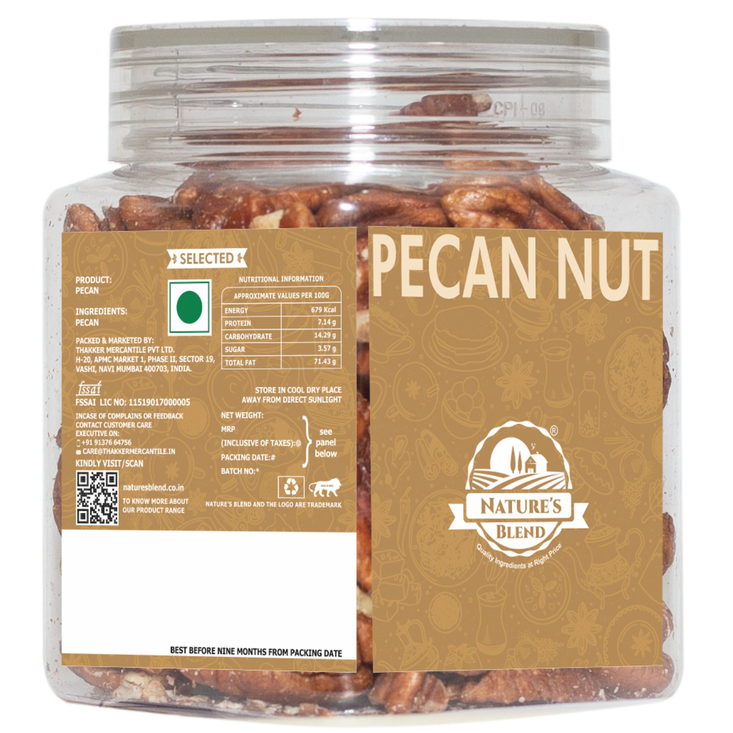 Nature’s Blend Pecan Nut Selected 200g Jar