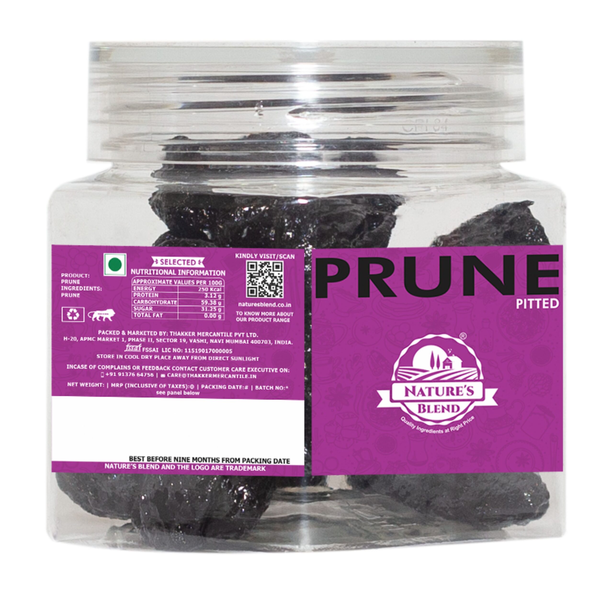 Nature’s Blend Prune Pitted Selected 100g Jar