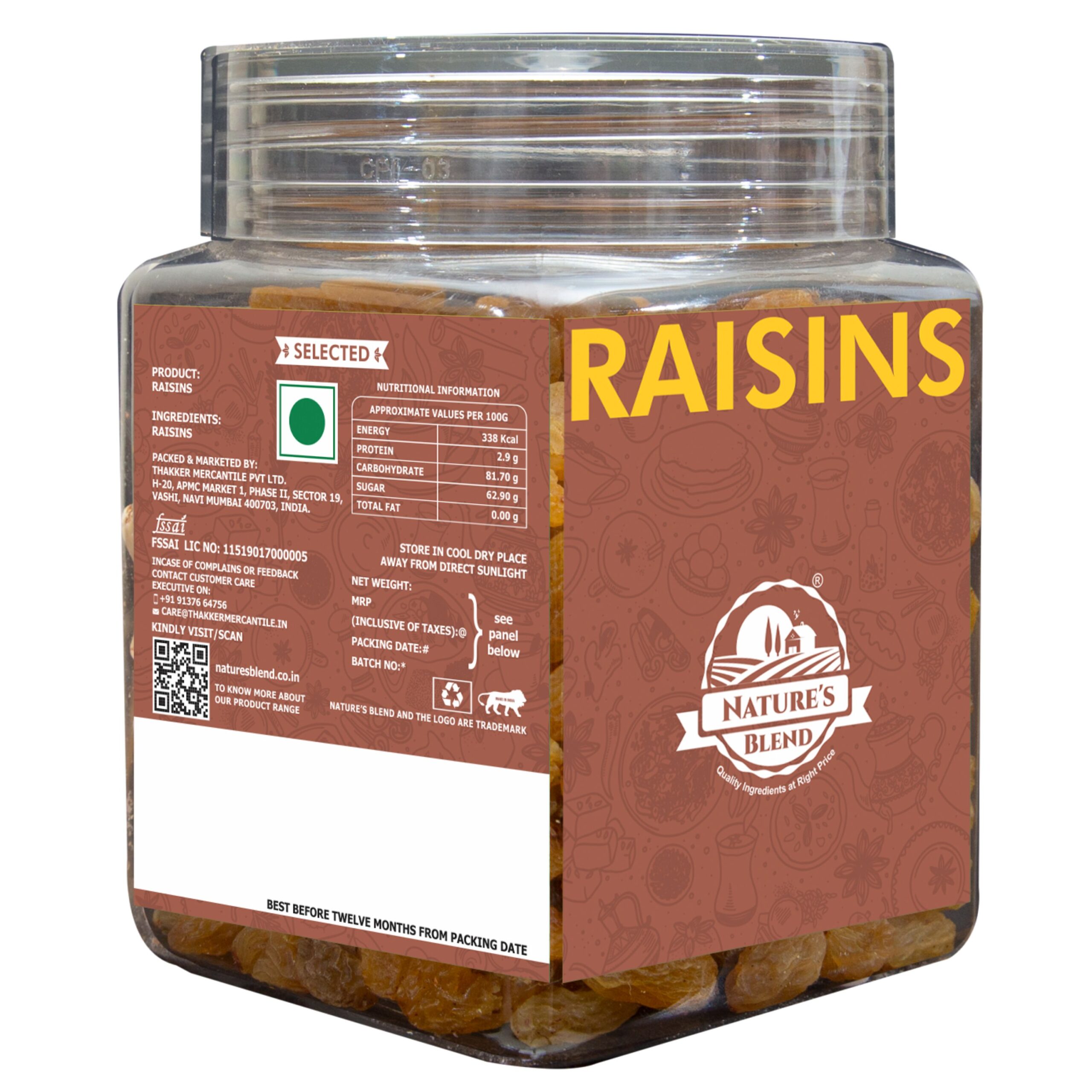 Nature’s Blend Raisins Selected 250g Jar