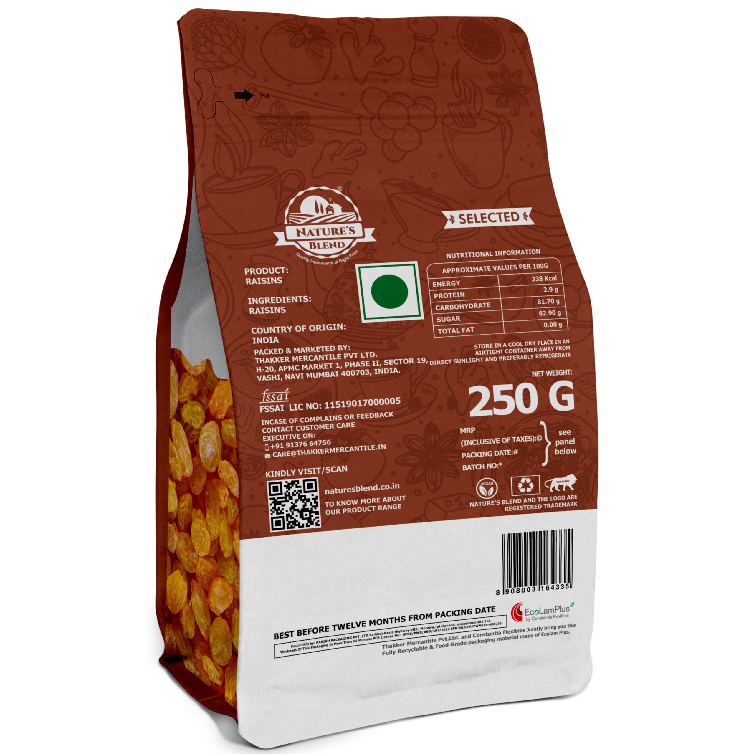 Nature’s Blend Raisins Selected 250g Pouch