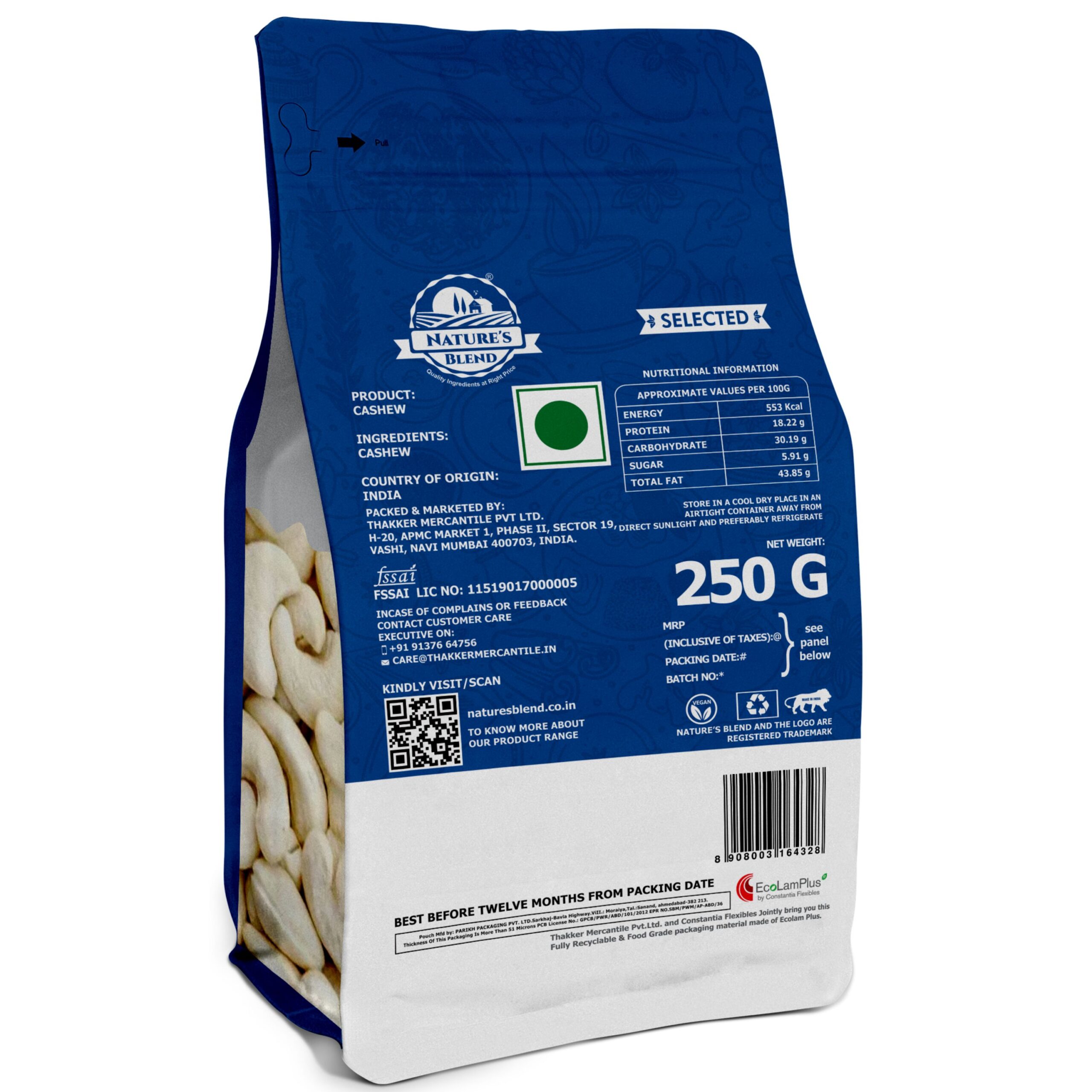 Nature’s Blend Cashew Selected 250g Pouch