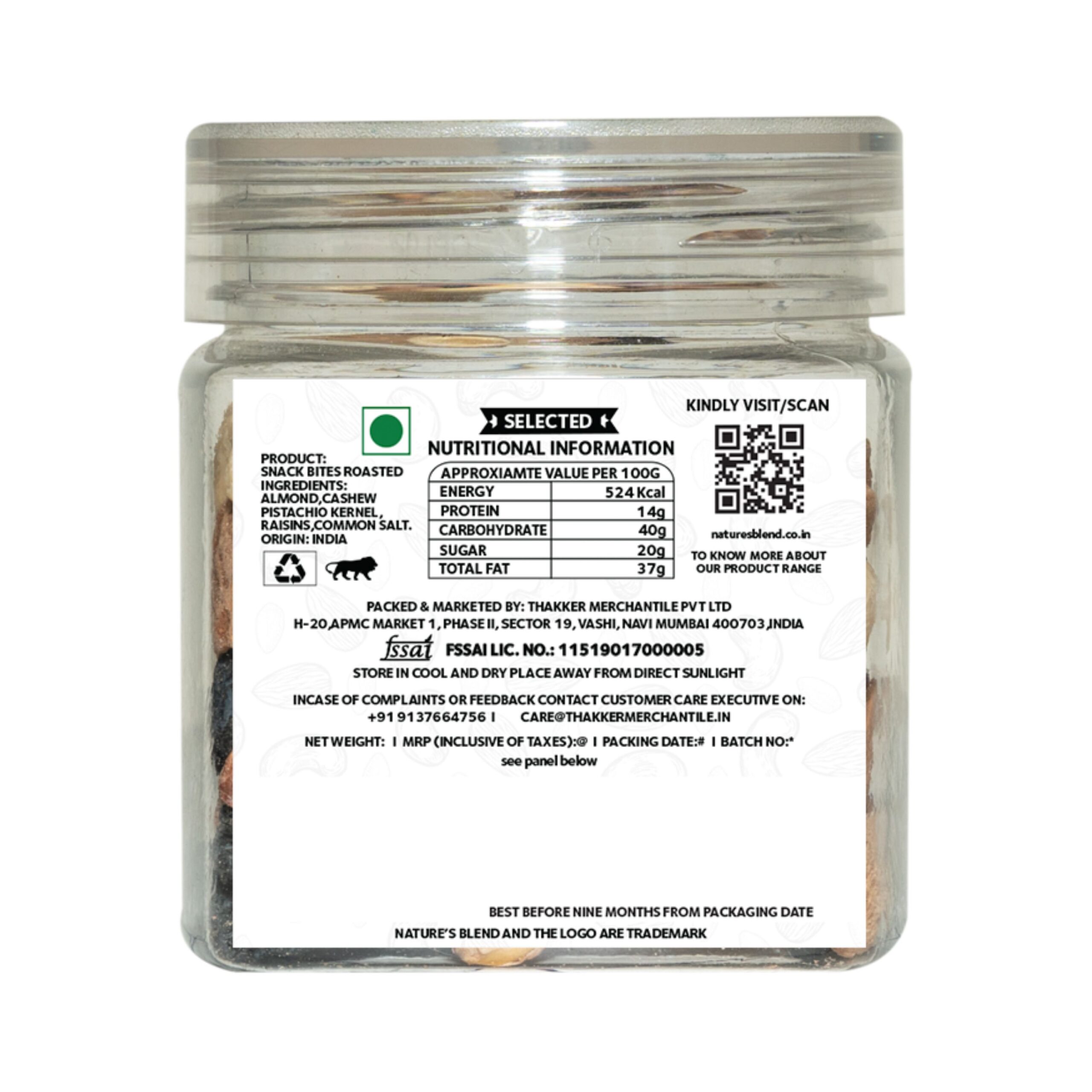 Nature’s Blend Snack Bites Roasted Selected 100g Jar