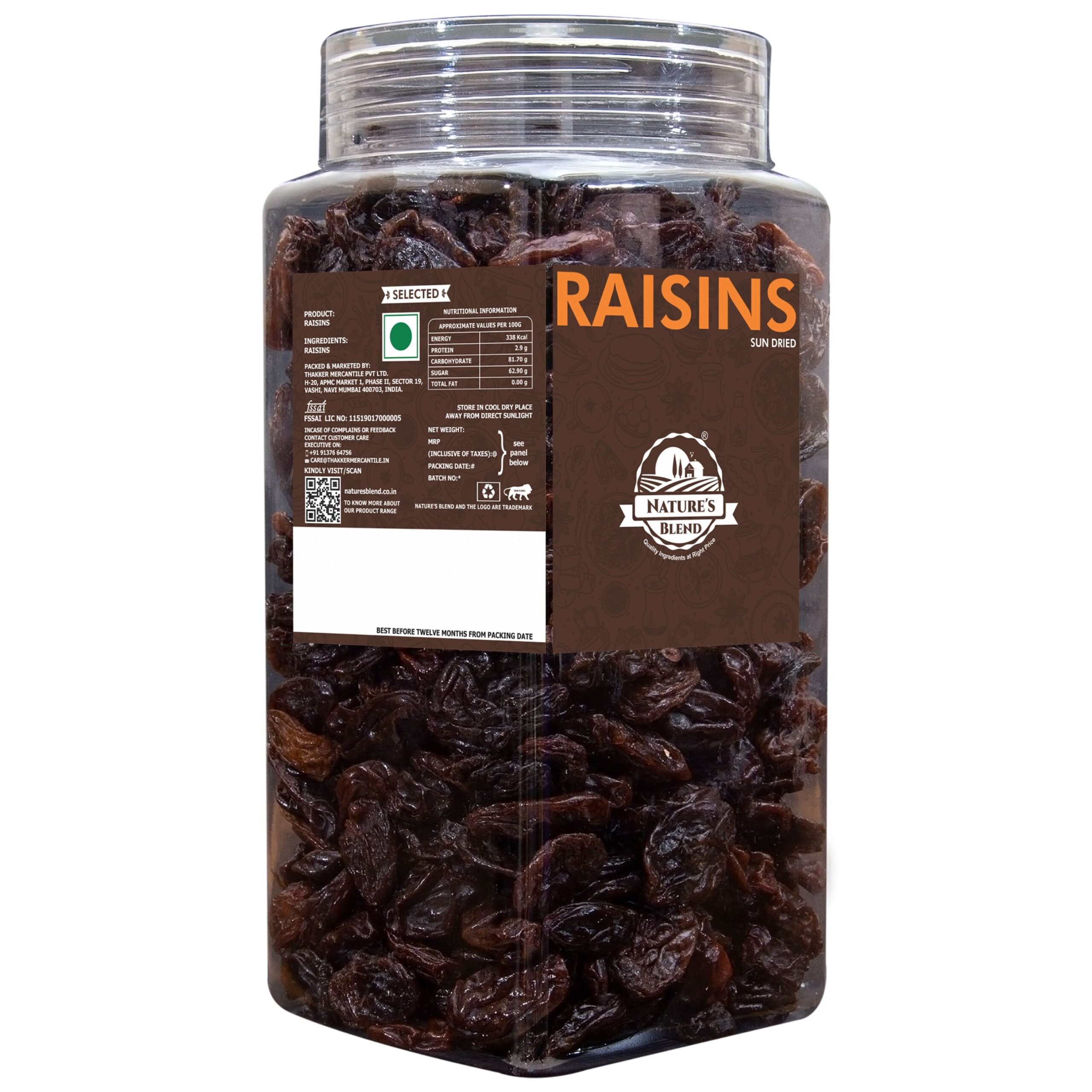 Nature’s Blend Sundried Raisins Selected 500g Jar