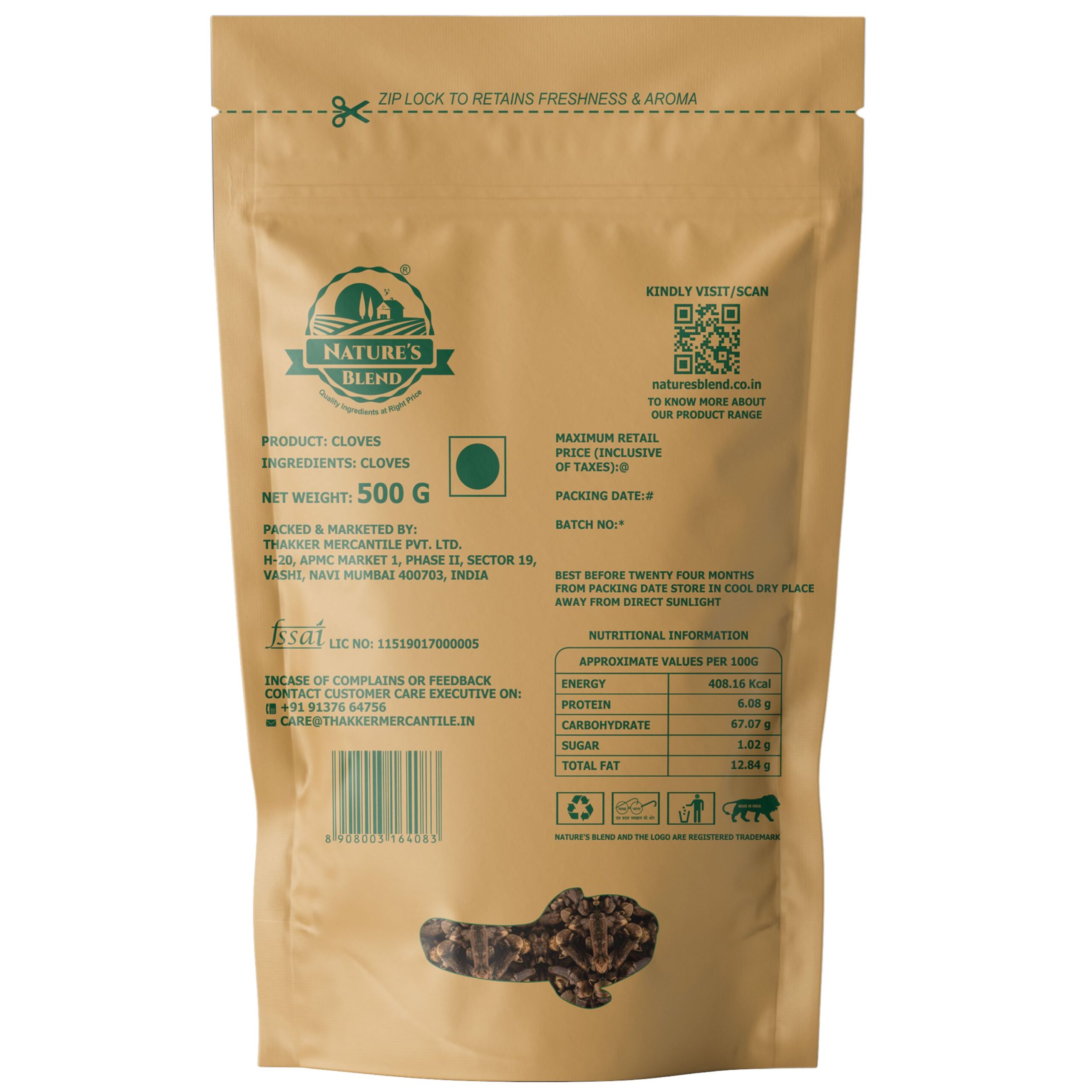Nature’s Blend Madagascar Cloves Premium 500g Pouch